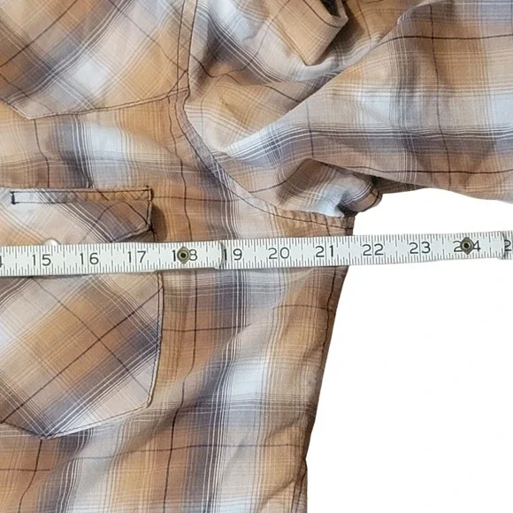 Lot of 2 Wrangler Shirt M Brown Gray Long Sleeve Pearl Snap Plaid Western Cowboy - Picture 5 of 8